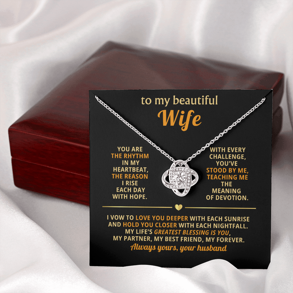 To My Beautiful Wife - You Are The Rhythm In My Heartbeat - Love Knot Necklace